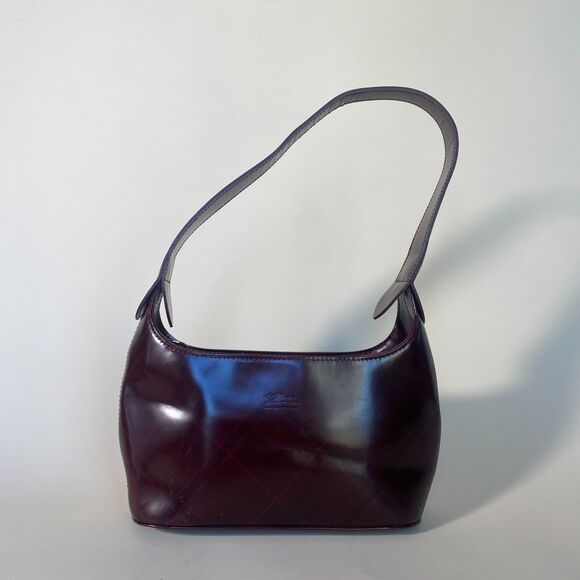 Longchamp Burgundy Plaid Leather Boho Shoulder Bag - Picture 1 of 5